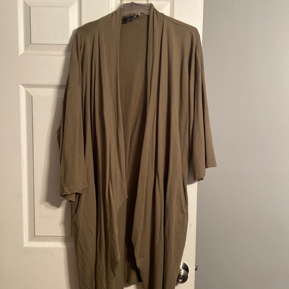 Forever 21 Large Olive Green Long Duster with Pockets